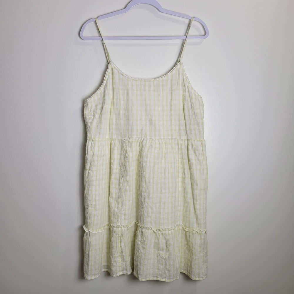 ABOUND Retro Garden‎ Girl Gingham Yellow Check Spaghetti Strap Boho Sundress L